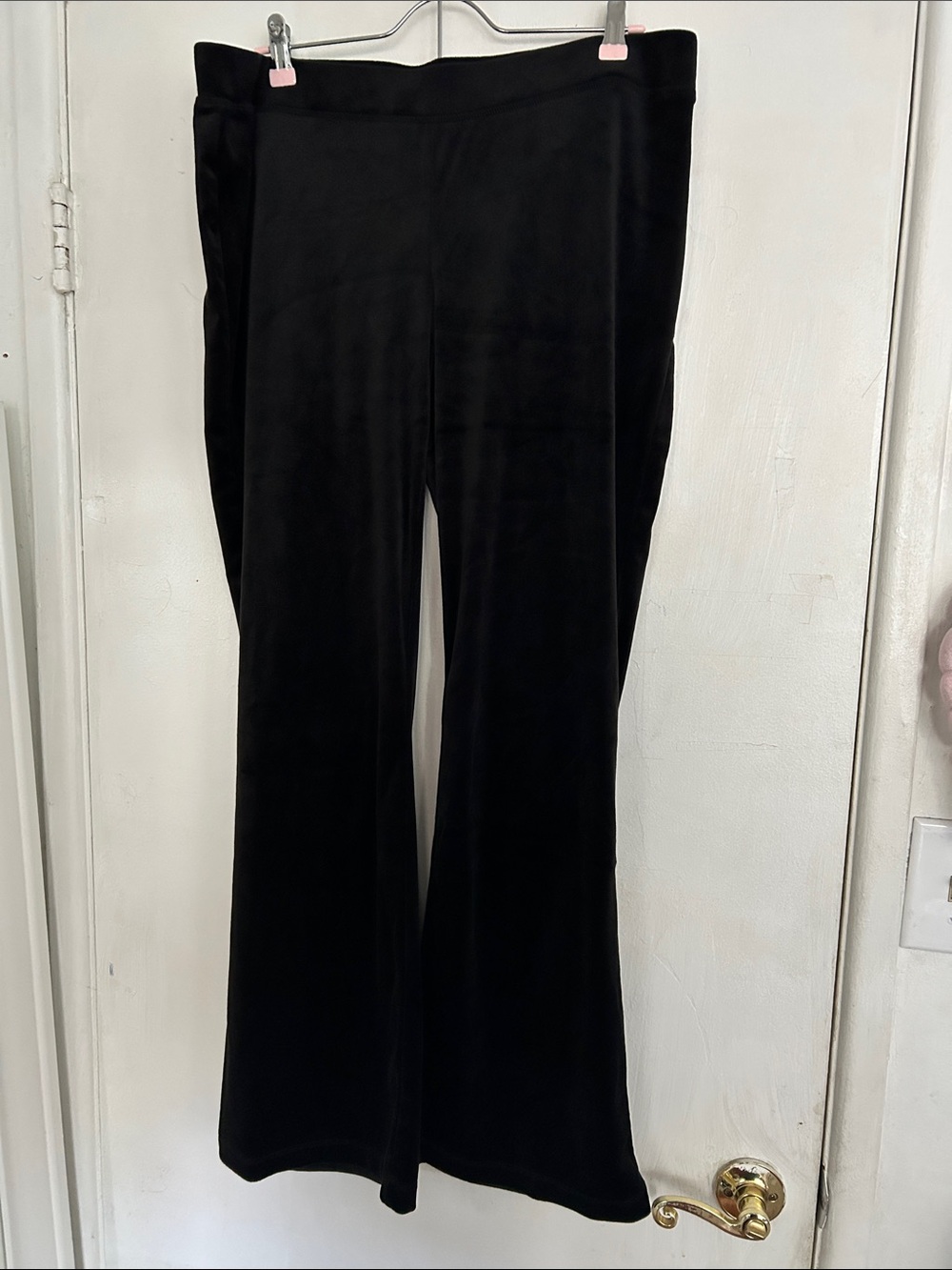 Juicy Couture Black Velour Rhinestone Logo Lounge Pants